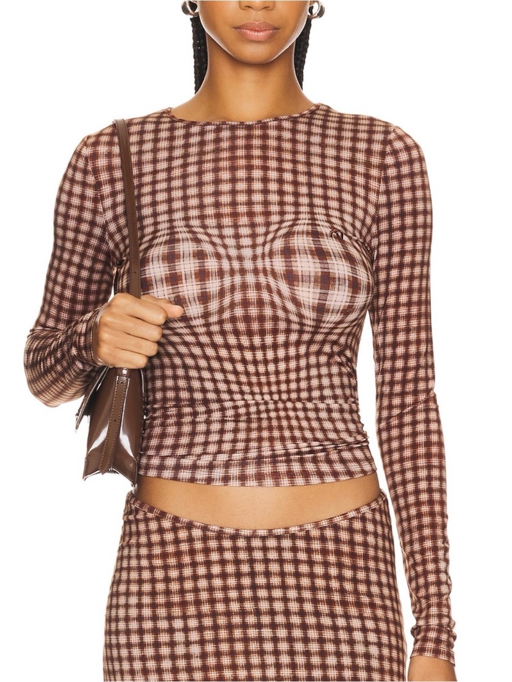 NWT Miaou Long Sleeve Tee - Warped Plaid - M
